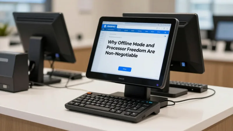 Why Offline Mode and Processor Freedom Are Non-Negotiable - Dry Cleaner POS: Ticketing, Pickup Automation & Prepaid Accounts — KwickOS