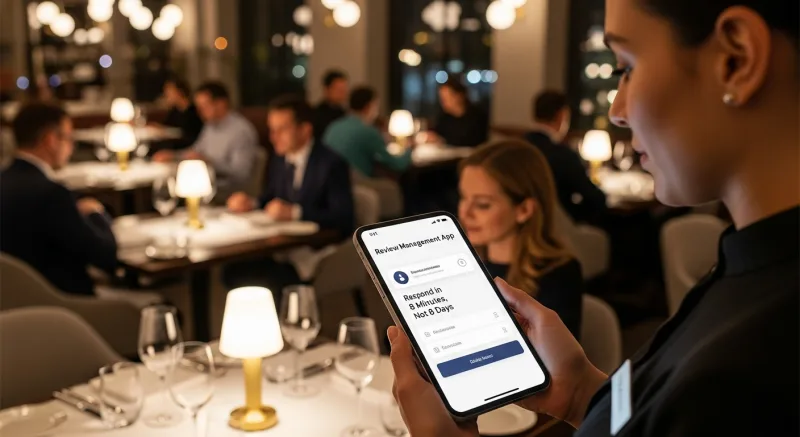 6. Review Management App — Respond in 8 Minutes, Not 8 Days - 12 Mobile Apps Every Restaurant Owner Needs in 2026 — KwickOS