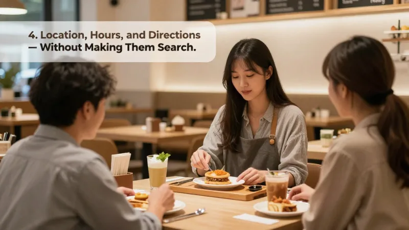 4. Location, Hours, and Directions — Without Making Them Search - Restaurant Website: 7 Elements That Convert Visitors to Customers — KwickOS