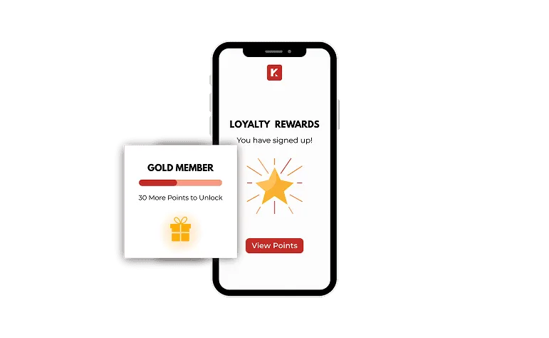KwickOS loyalty points system with automatic accrual at checkout