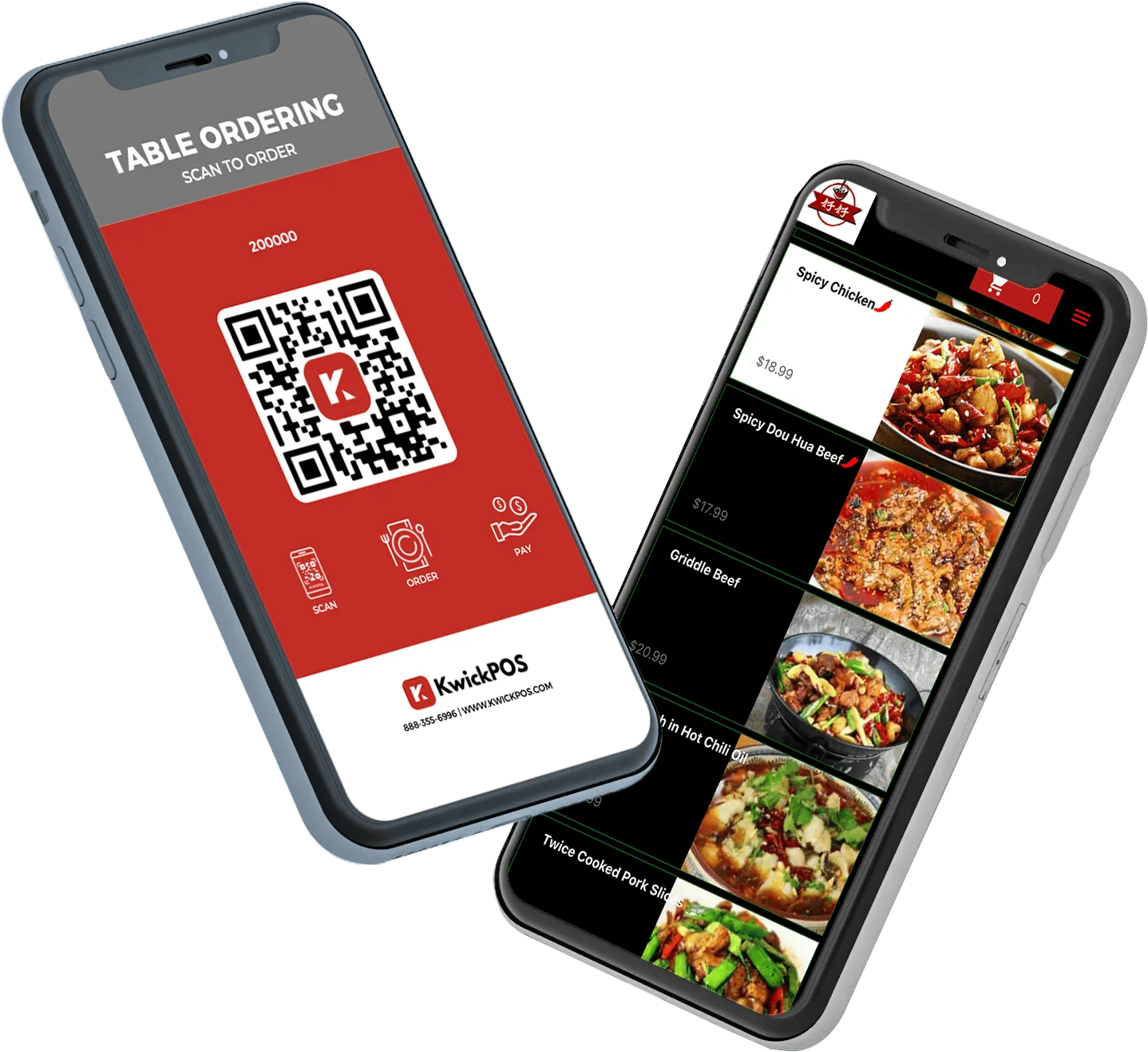 KwickOS branded online ordering with custom logo and menu